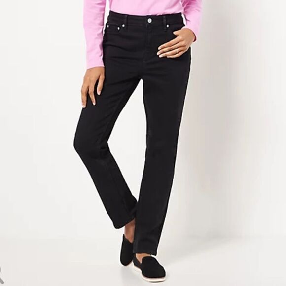 Candace Cameron Bure Pacific Denim Straight Leg Jeans Black Sz 12 petite - Picture 1 of 6